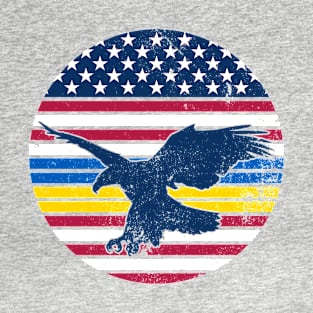 Ukraine and American Flag with Eagle T-Shirt